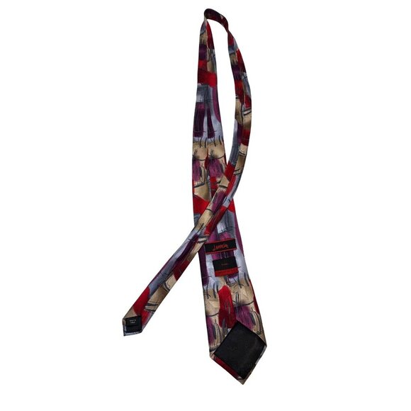 J. Garcia Tie Collection Fifty-Four Scales Abstract Red Purple‎ Gray Silk - Picture 8 of 11